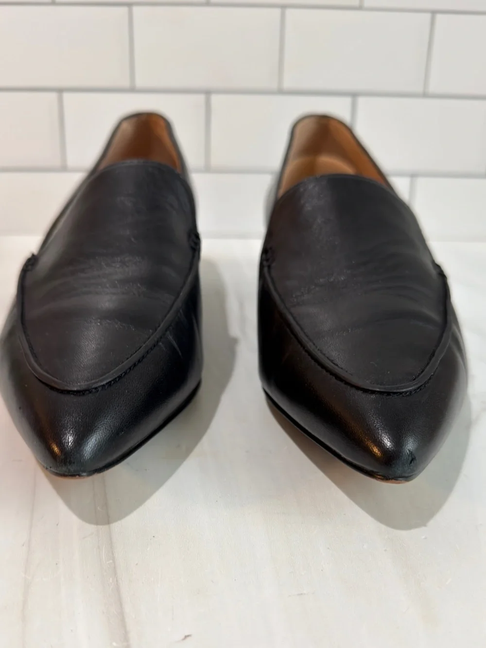 COLE HAAN VALANTINO POINTED TOE LOAFERS BLACK LEATHER SIZE 8 CAREER EASY WEAR